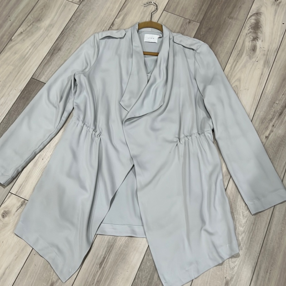 Lush drappy soft grey blazer. Dressy. Great over a dress or jeans